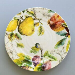 Pier 1 Verona Dinner Plate, Autumn Fruits, Pear Apple Leaves, Fall Kitchen Decor